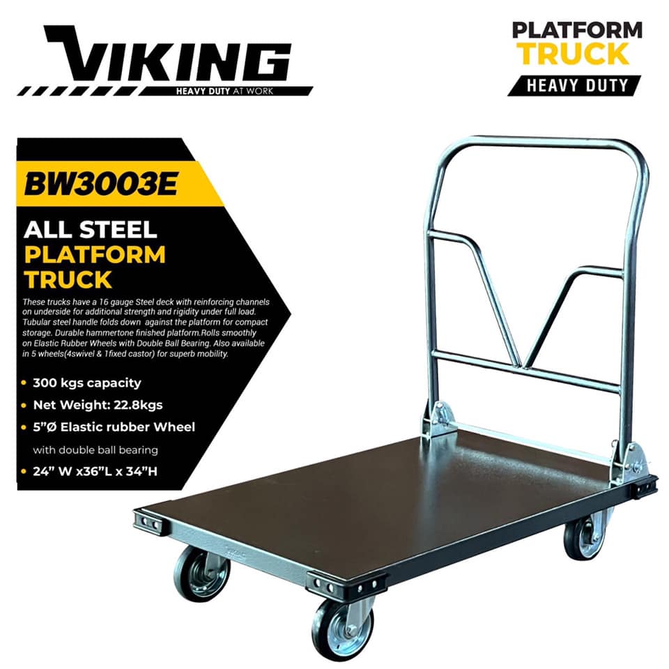 Viking, Viking BW3003E Chariot à plate-forme en acier pour service intensif (300kgs)