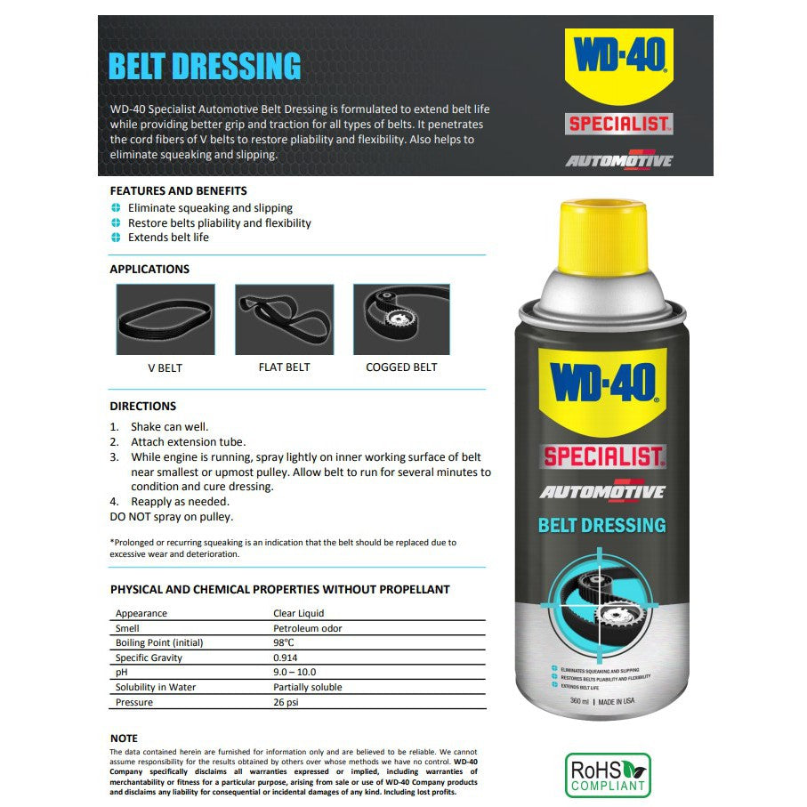 WD-40, WD-40 Specialist Auto Belt Dressing 360ml (WD-AMC-BD360)