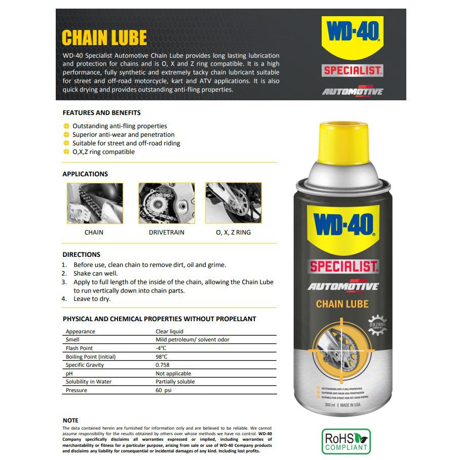 WD-40, WD-40 Specialist Chain Lube / Lubrifiant 360ml (WD-AMC-CL360)