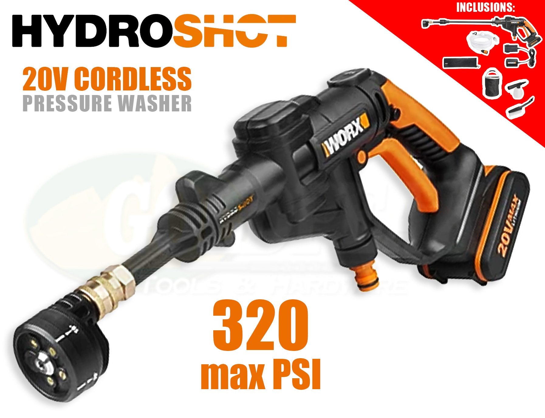 Worx, Worx WG629E.1 Kit de nettoyeur haute pression portable sans fil 20V HydroShot