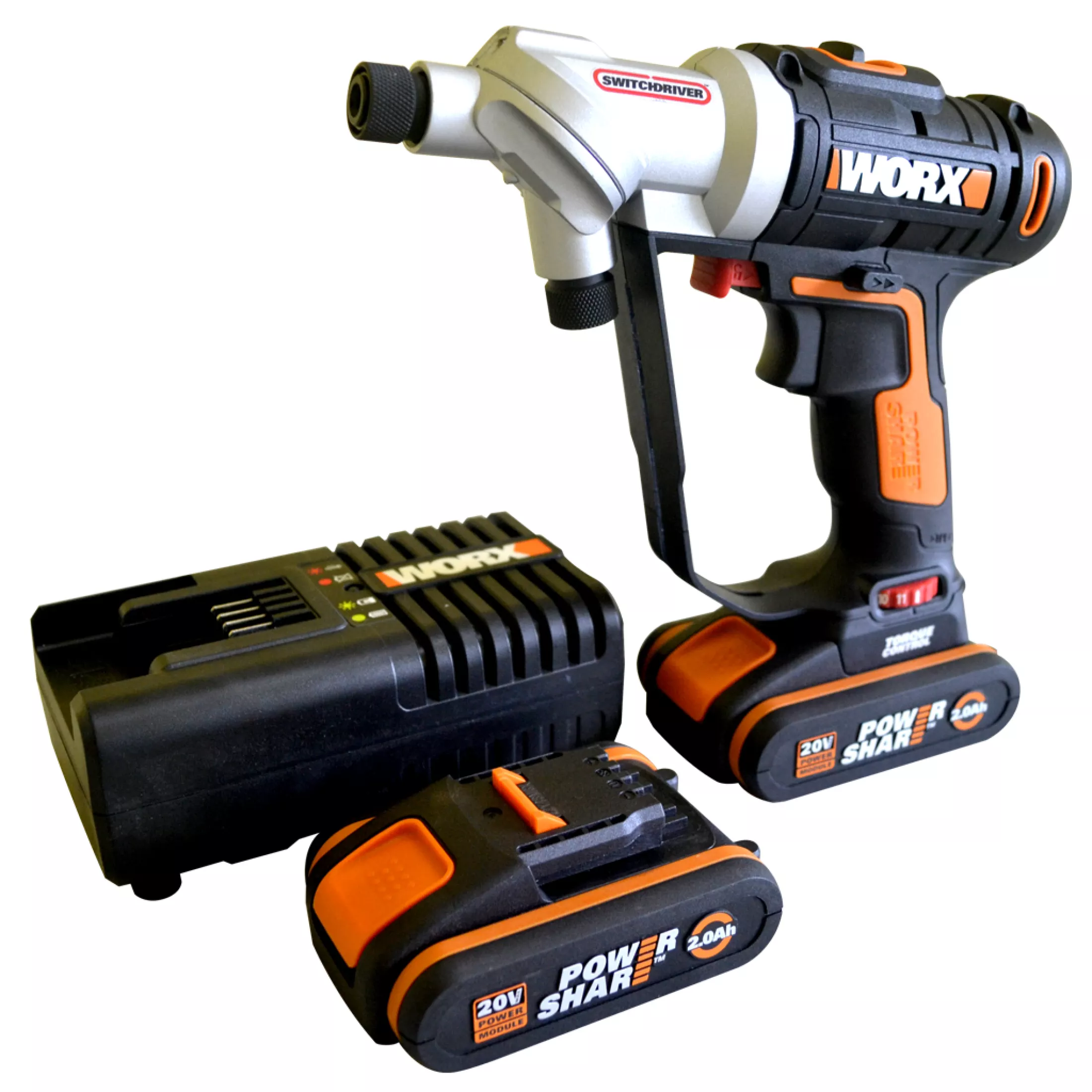 Worx, Worx WX176.3 Perceuse / visseuse à percussion sans fil 2en1 avec interrupteur, 20V