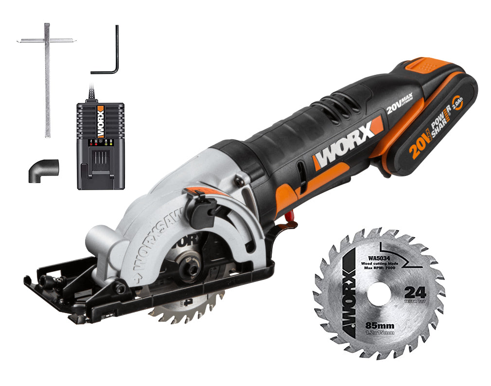 Worx, Worx WX527 Scie circulaire sans fil 20V 85mm